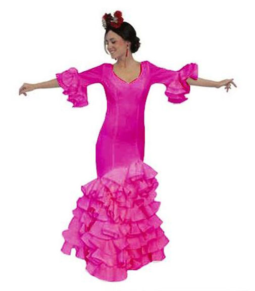 Economic Fuchsia Plain Color Flamenca Dress